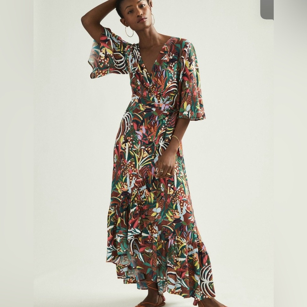 Anthropologie x Farm Rio Fiesta Wrap Maxi Dress Size XS